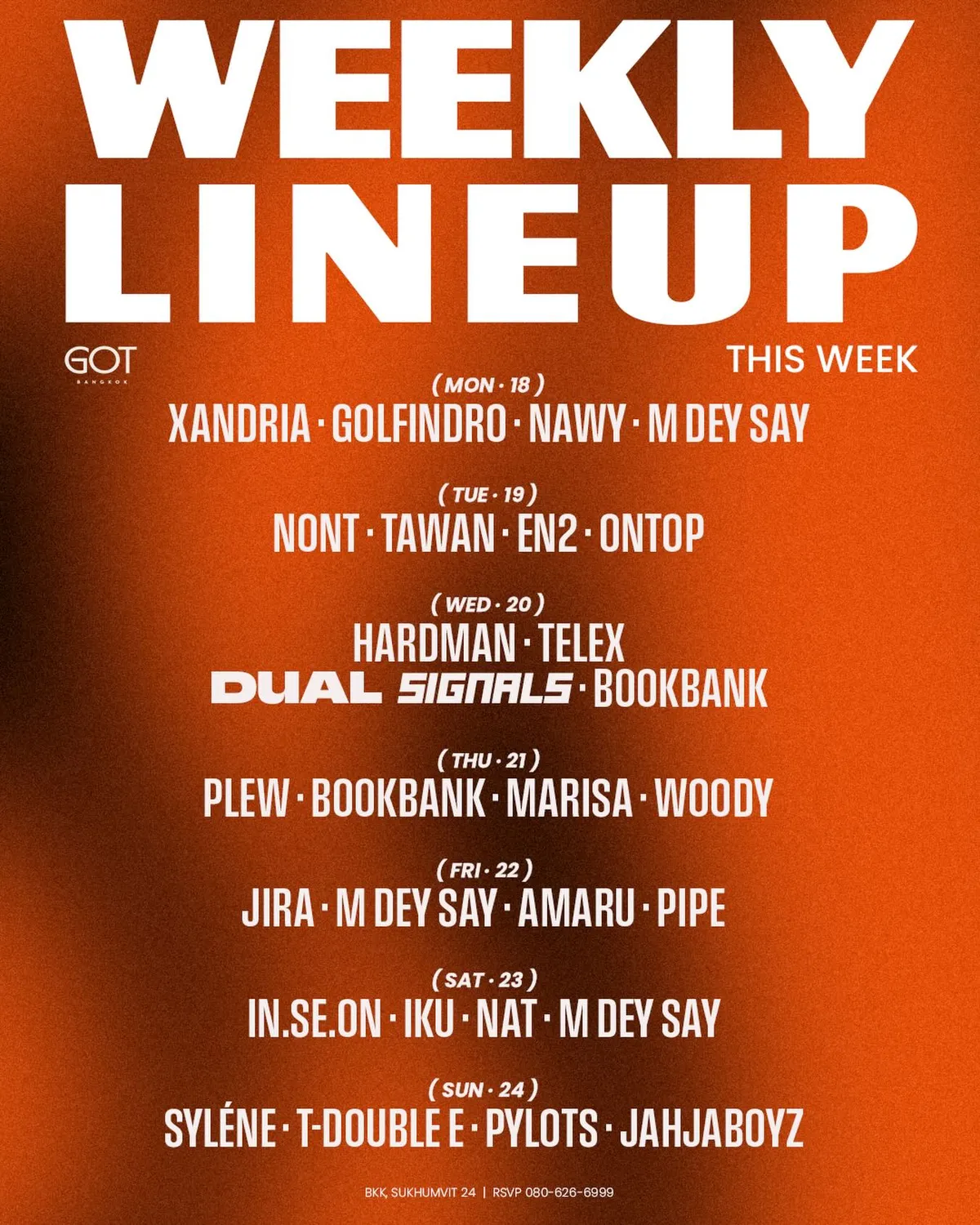 Weekly Lineup - Tuesday